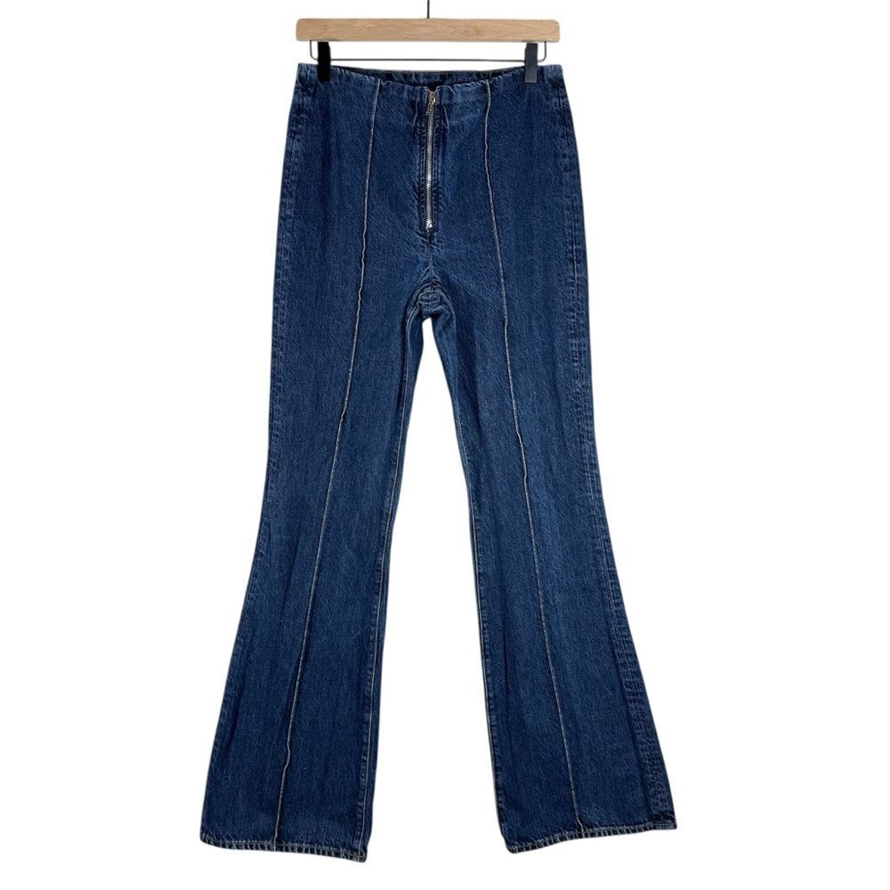 Helmut Lang High-Rise Exposed Zip Flare Jeans Dark Wash Women’s Size 28